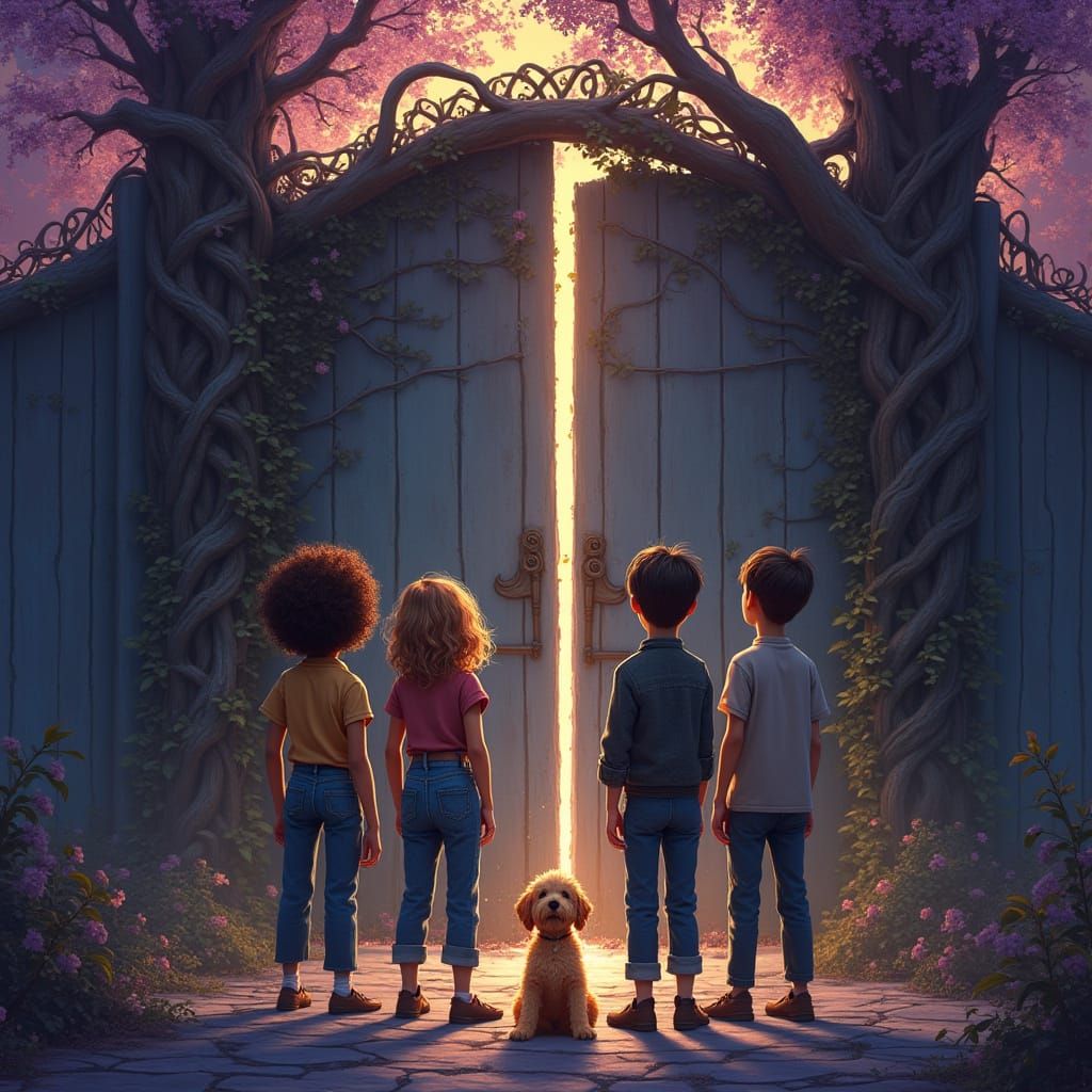 Whimsical Gate Encircled by Nature's Majesty