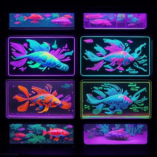 Neon Koi School in Pixel Art Style