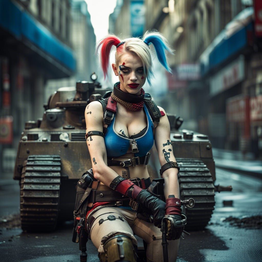 Harley Quinn as Alice in Cyberpunk Paris