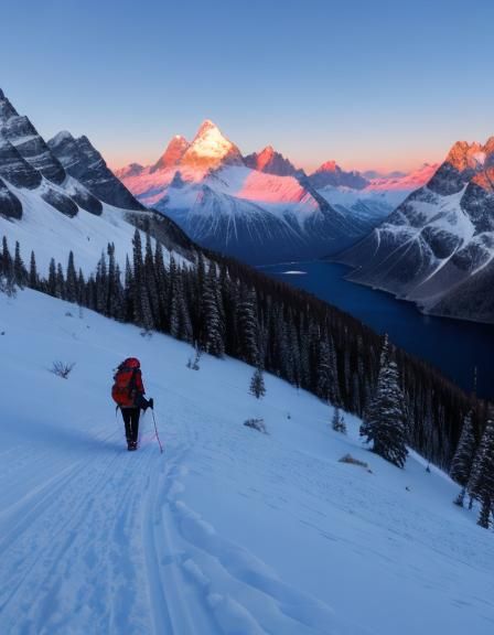 Alpenglow Mountain Landscape at Sunset