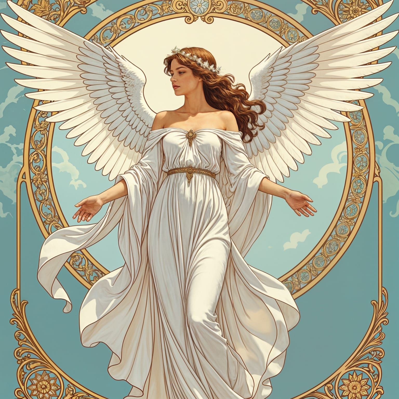 Majestic Angel with Feathered Wings