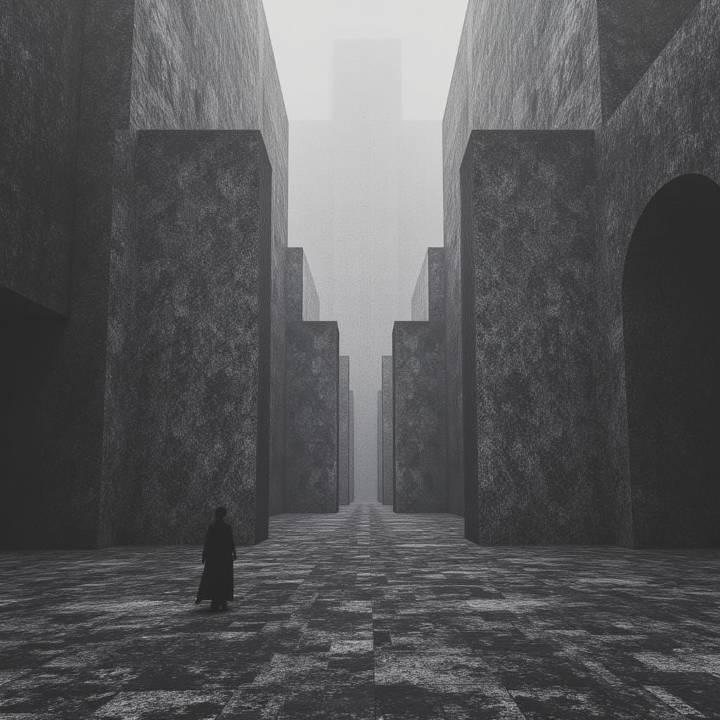 Brutalist Architecture Masterpiece in a Cyberpunk Aesthetic