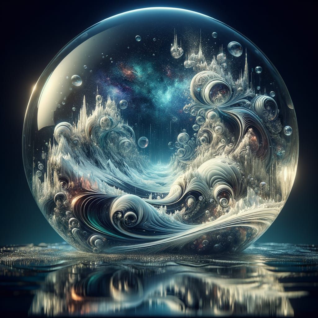 Surreal Cosmic Dream Within a Crystal Orb