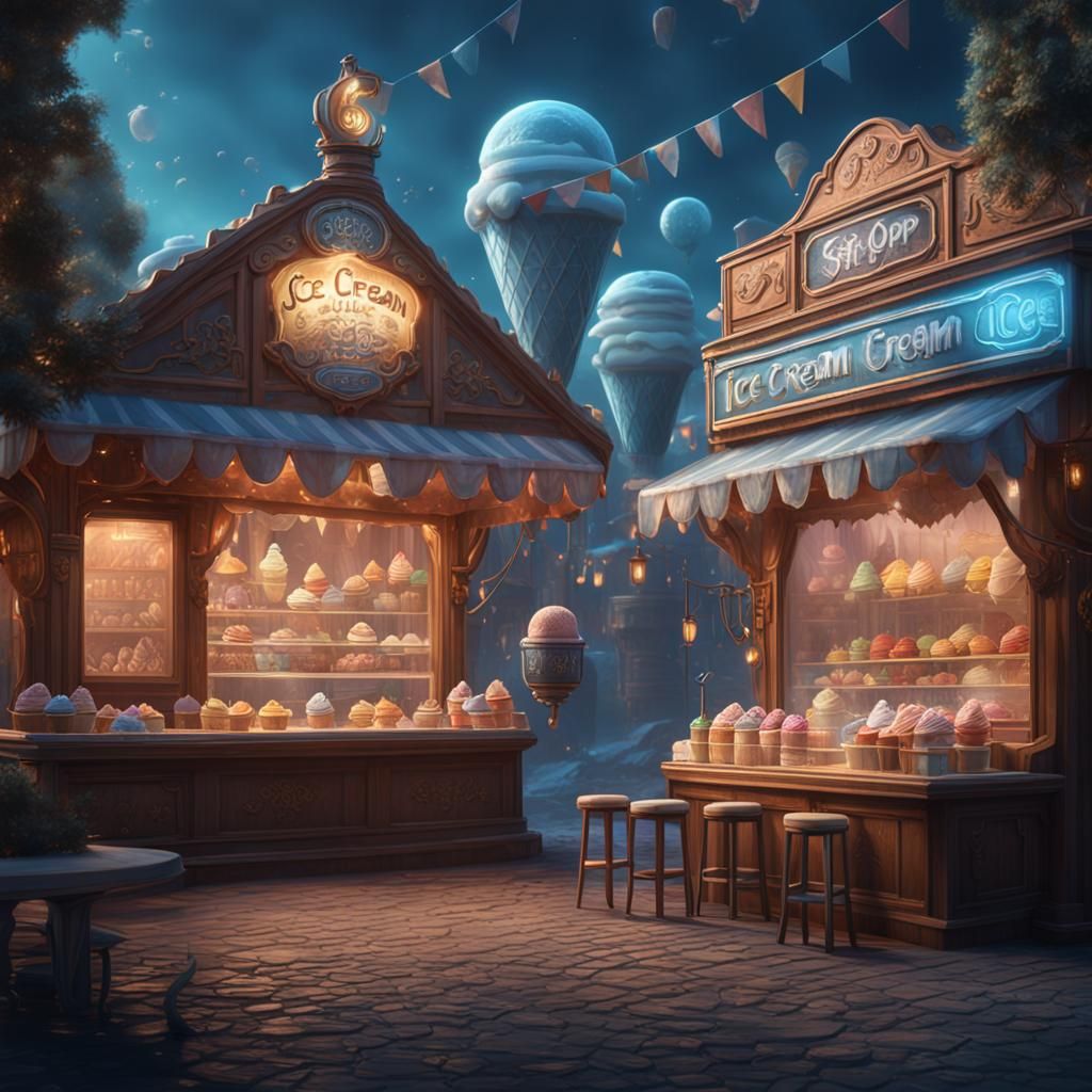 Detailed Ice Cream Shop Concept Art