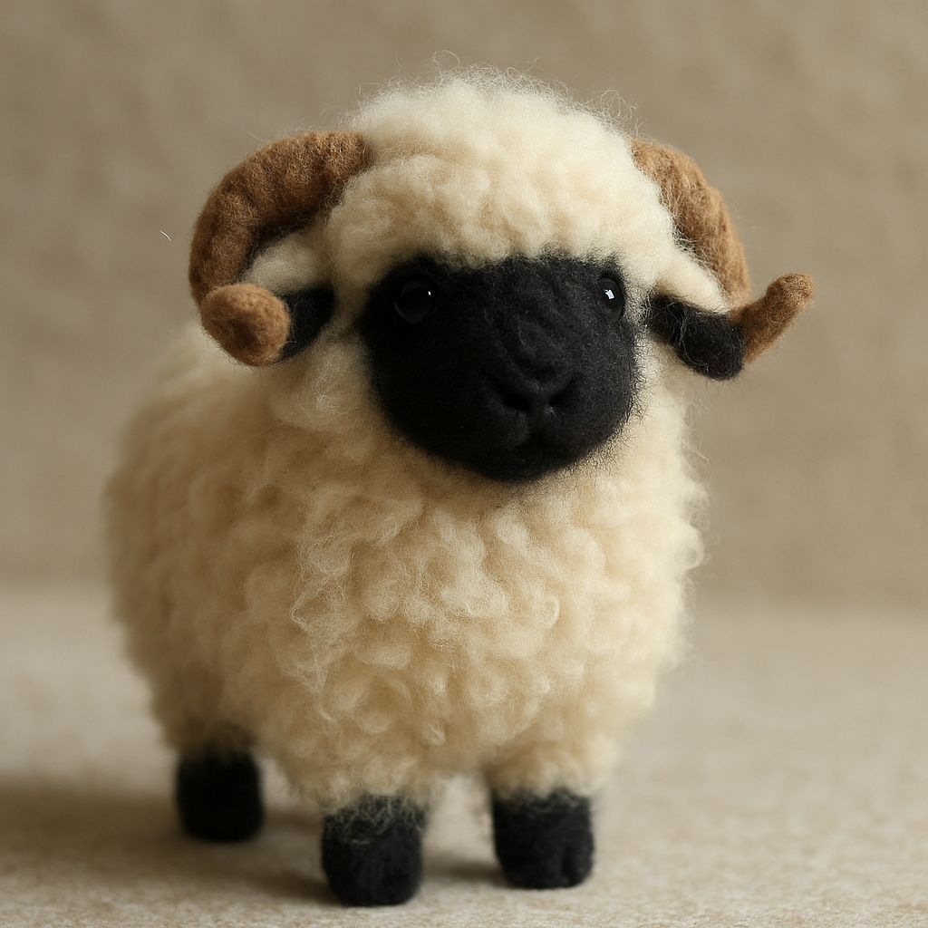 Handcrafted Needle Felt Vallais Blacknose Sheep