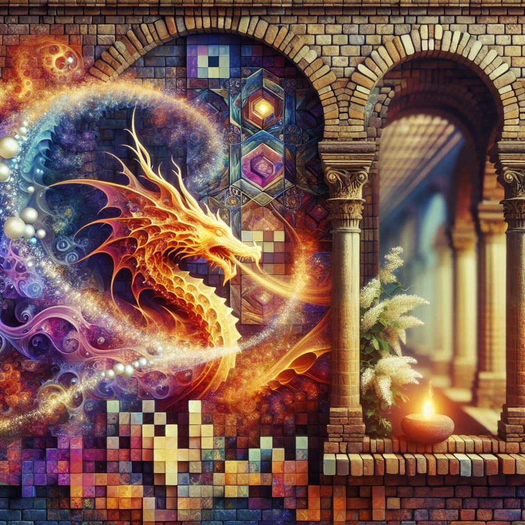 Elegant Brickwork Architecture Features Fractal Dragon in Go...
