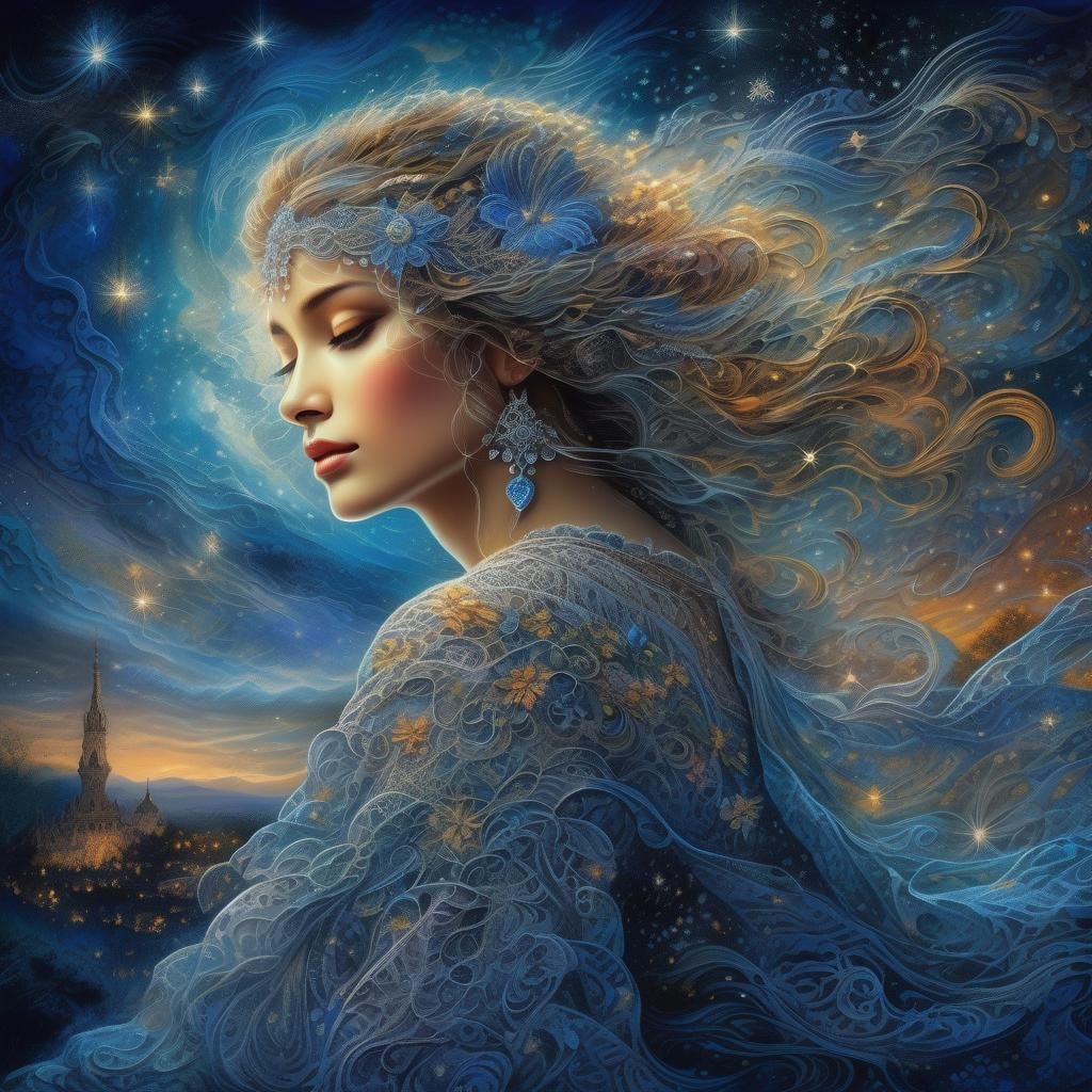 Lace in Starry Wind, Fantasy Concept Art