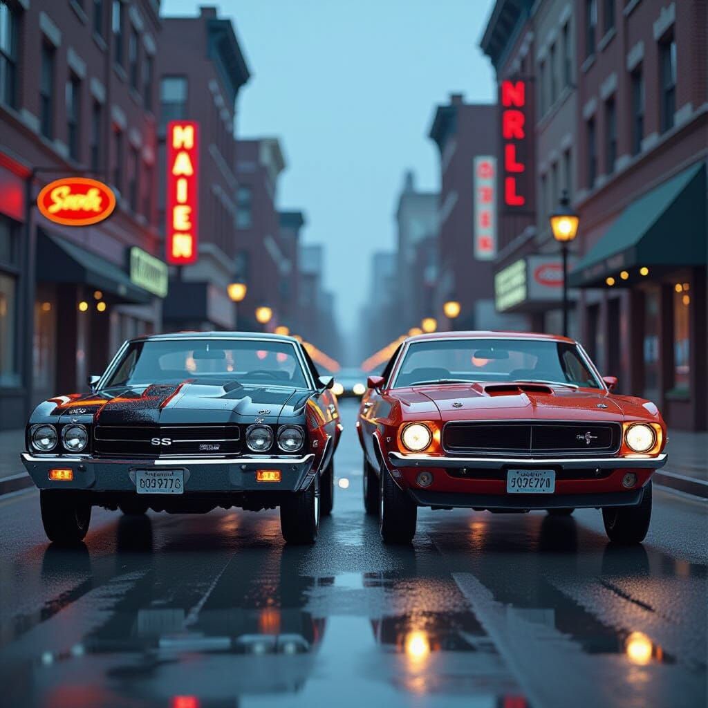 1970s Muscle Cars in Syd Mead Style