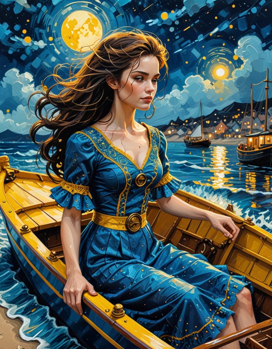 Steampunk Wolverine on Moonlit Beach in Klimt Style