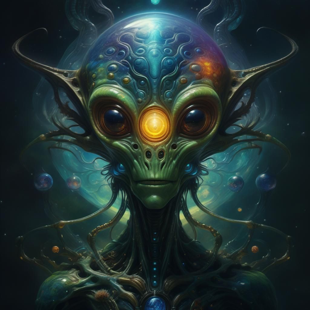 Mystical Alien in Photorealistic Oil Painting
