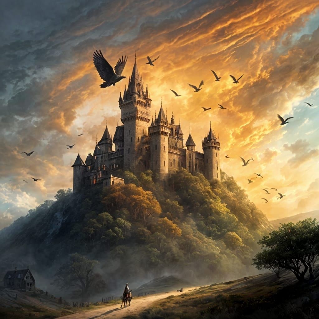 Fantasy Castle on a Hill: Digital Painting