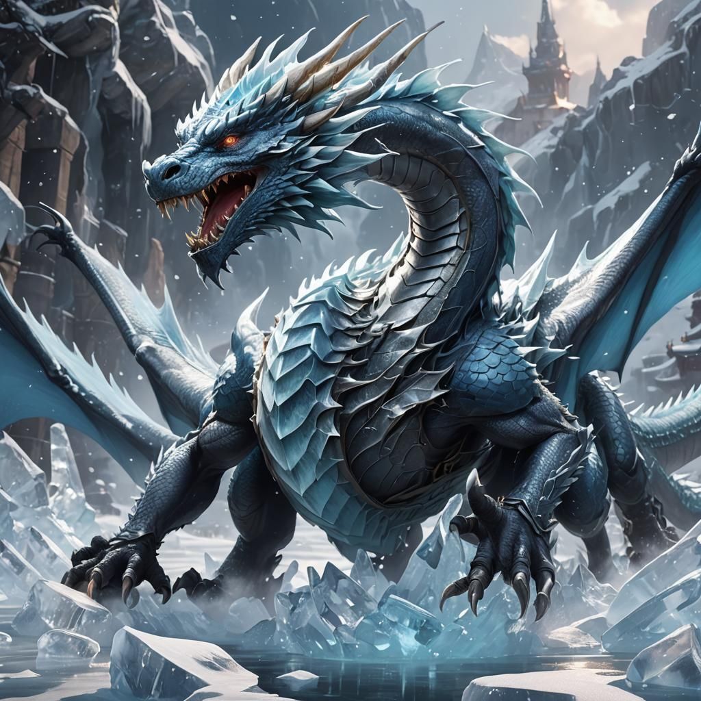 Icy Dragon in 3D Anime Style
