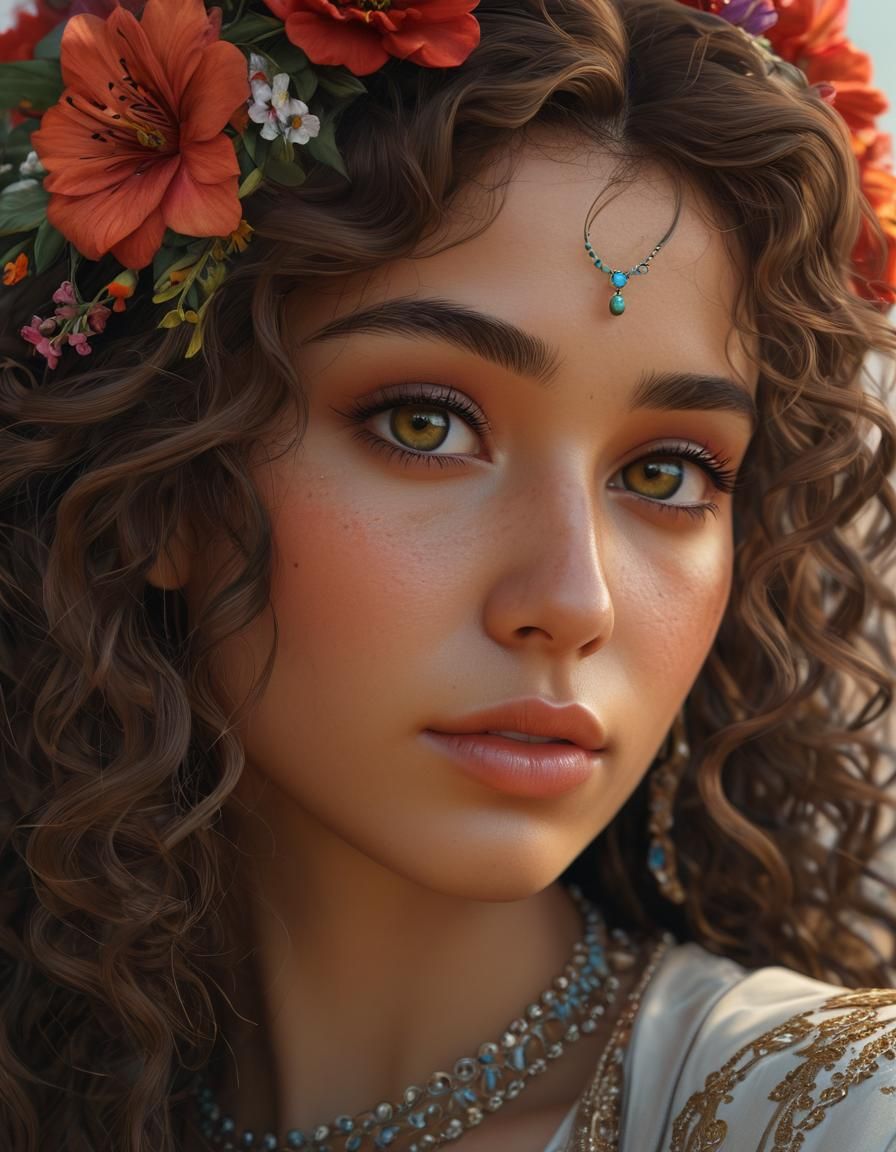 Palestinian Woman Portrait in Hyperdetailed Digital Art