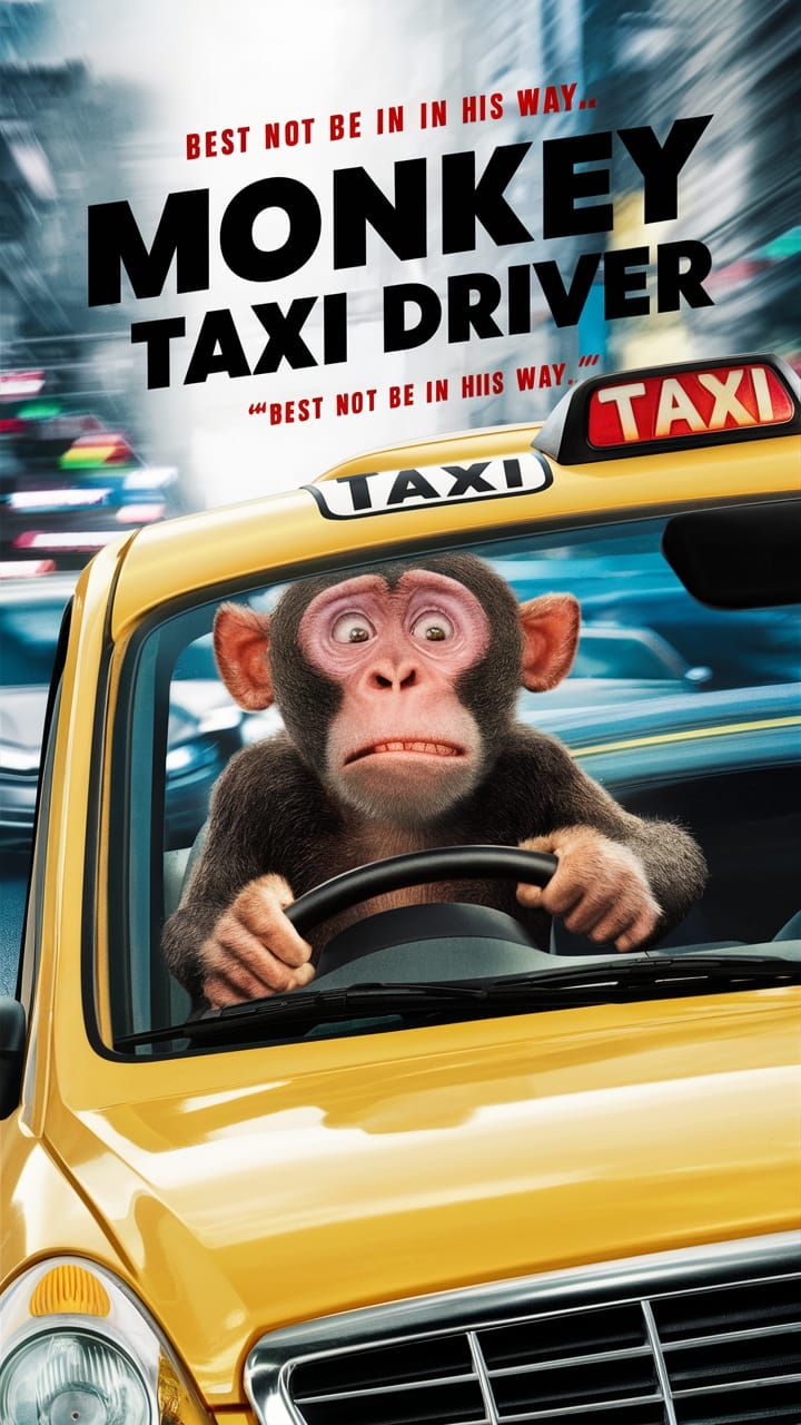 Hilarious Monkey Taxi Driver Movie Poster