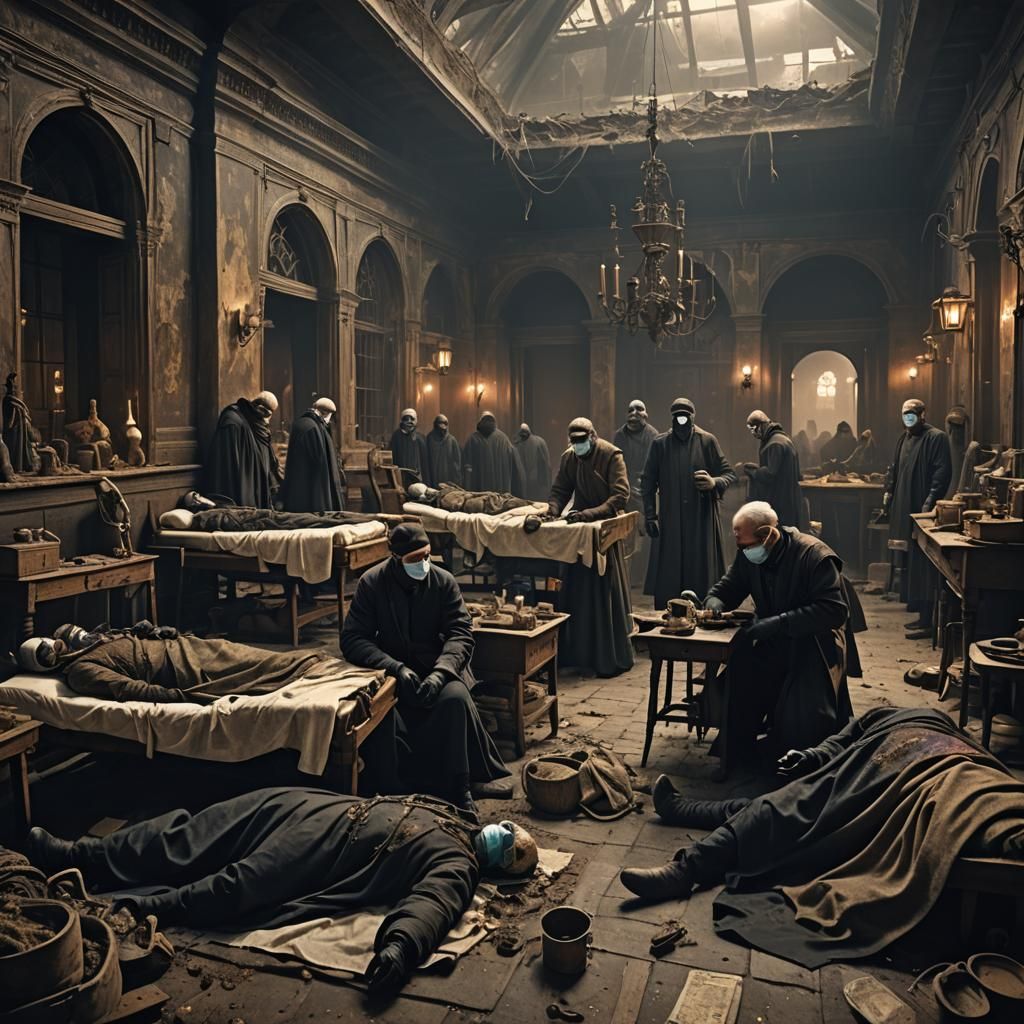 Plague Doctors Tend to Dying Patients: Digital Matte Paintin...