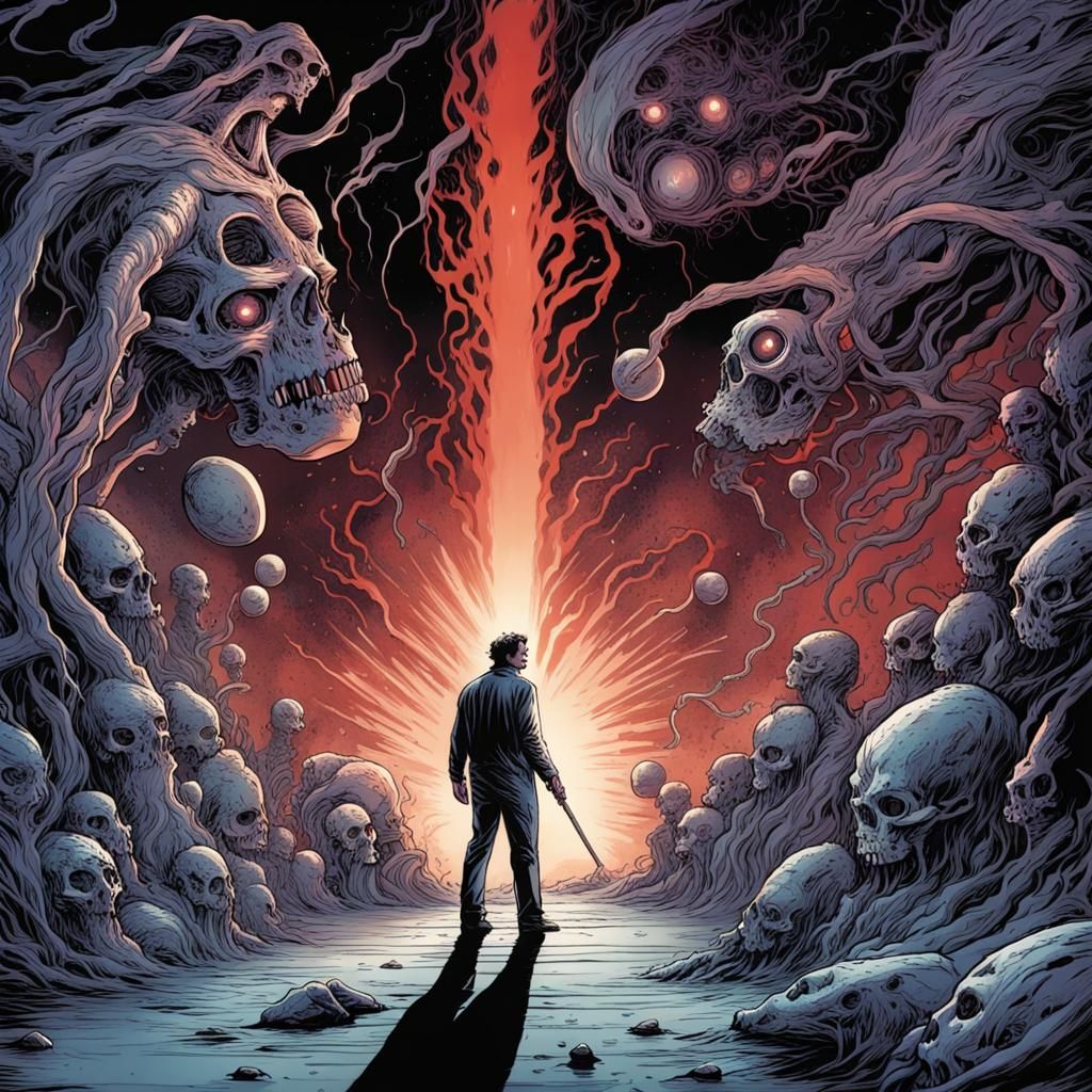 High Contrast Cosmic Horror Comic Book Art