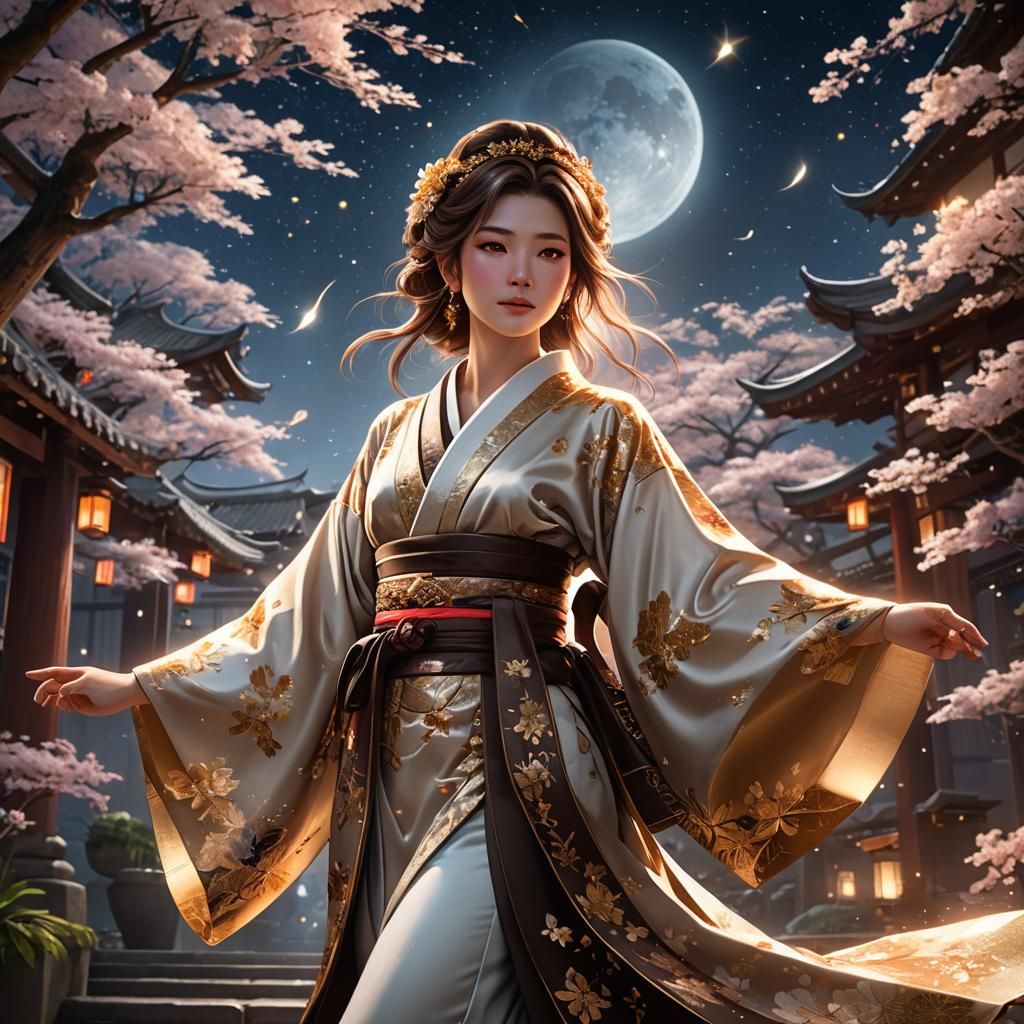 Brown Haired Woman in Kimono Concept Art