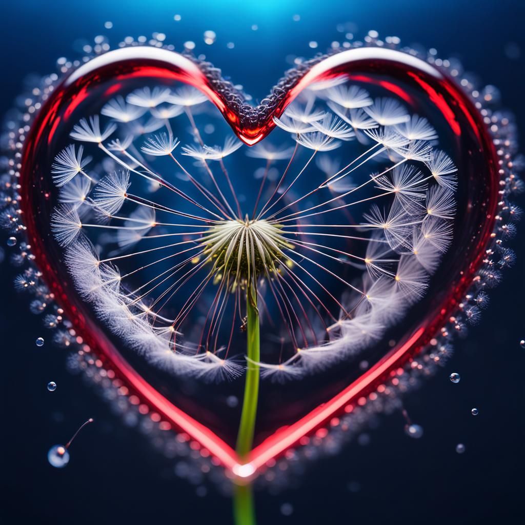 Glass Dandelion Seed Floating in Water Ripple