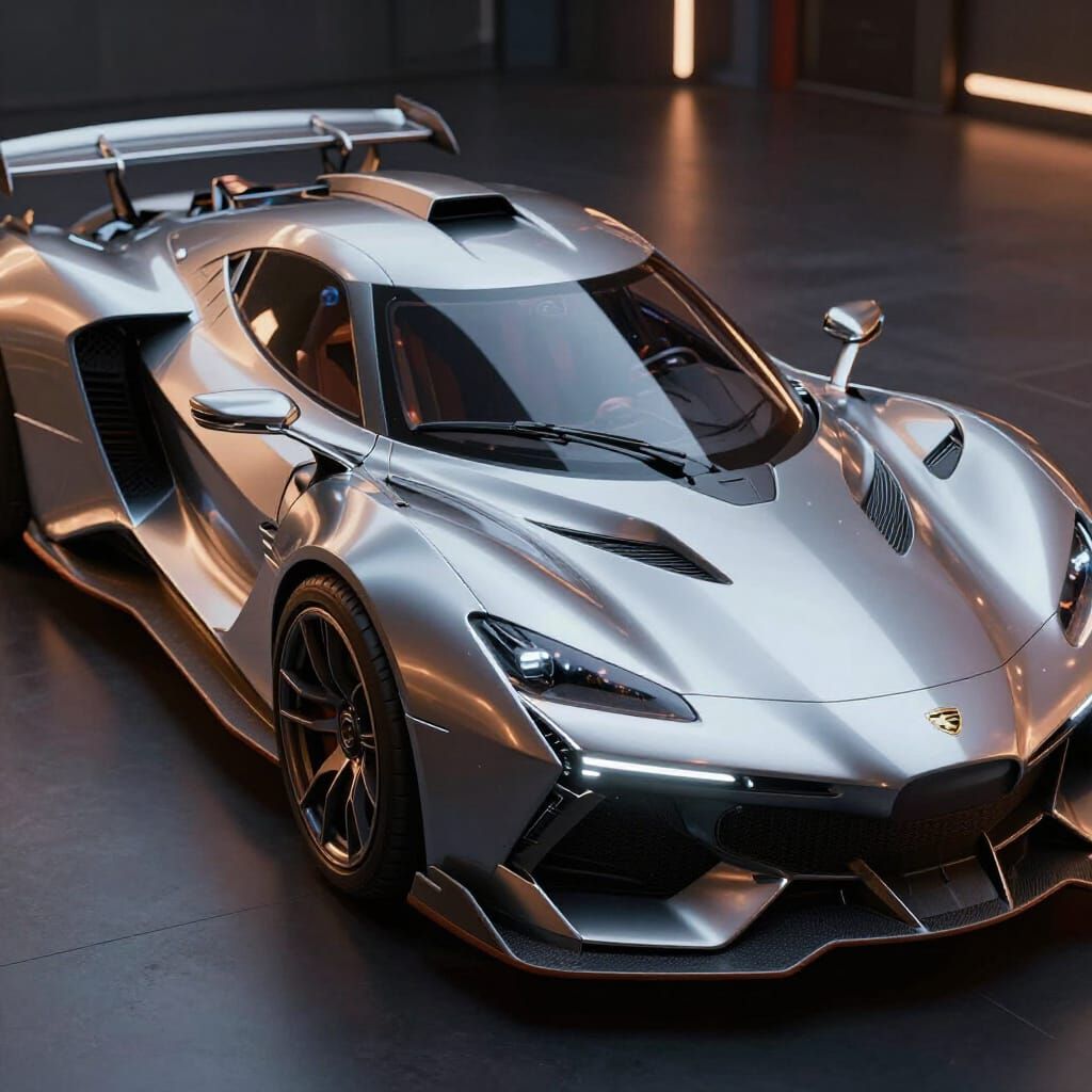 Futuristic Sci-Fi Car with Mech Details in Cinematic Lightin...