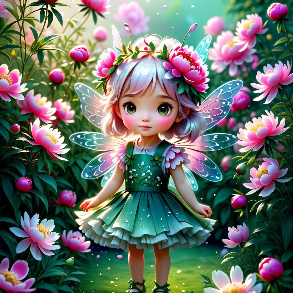 Peony Fairy in a Hyperdetailed Cinematic Garden