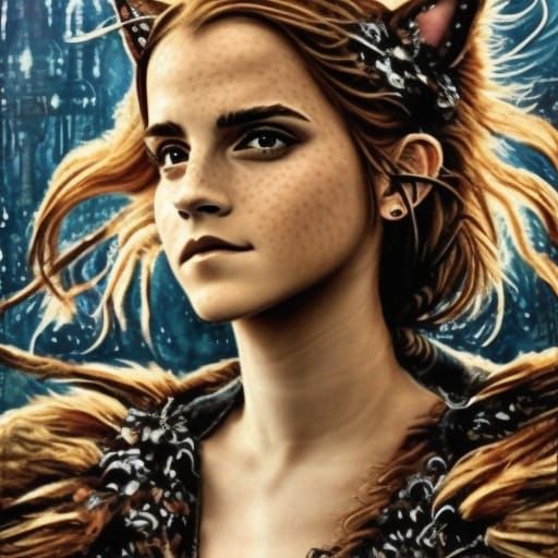 Emma Watson as Crookshanks, Art Nouveau Portrait