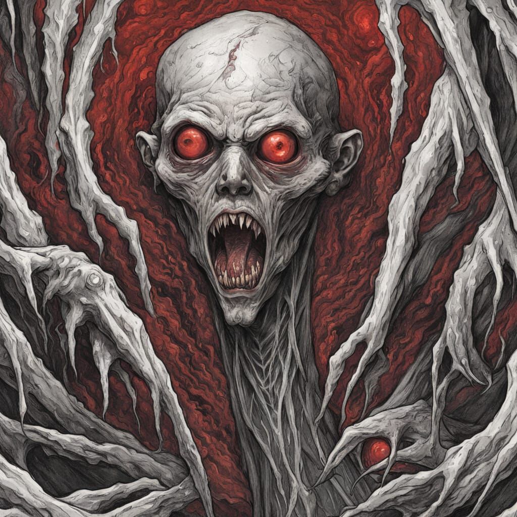 Terrifying Entity Face in Cosmic Horror Art