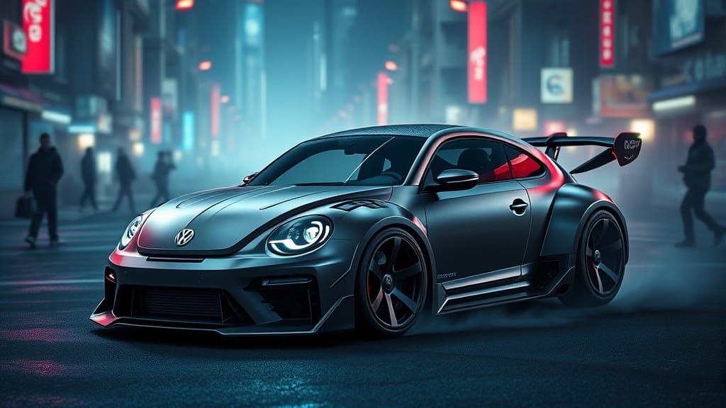 Cyberpunk Beast Dominates Dark Cityscape