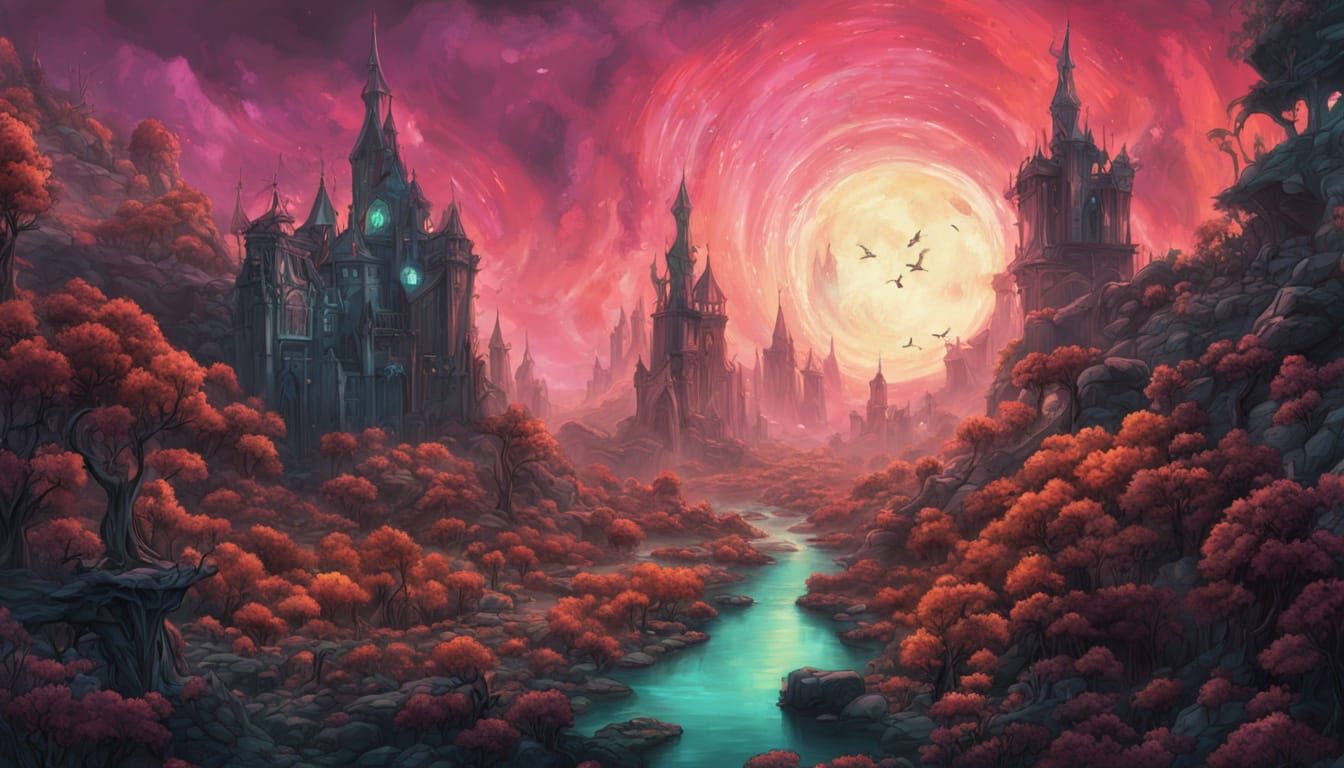 Alien Jungle Gate With Bioluminescent Flora