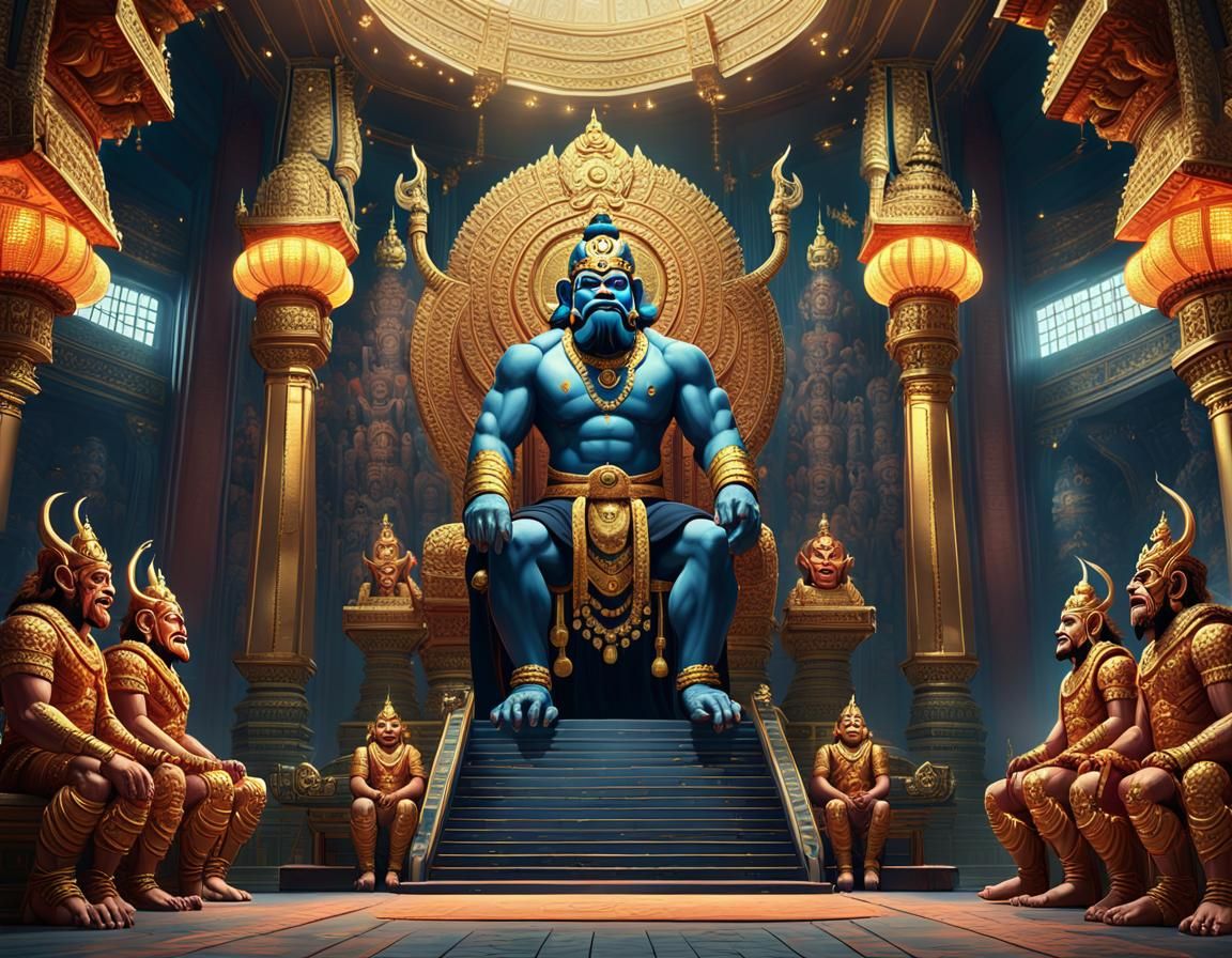 Hanuman Confronts Ravana: A Digital Matte Painting