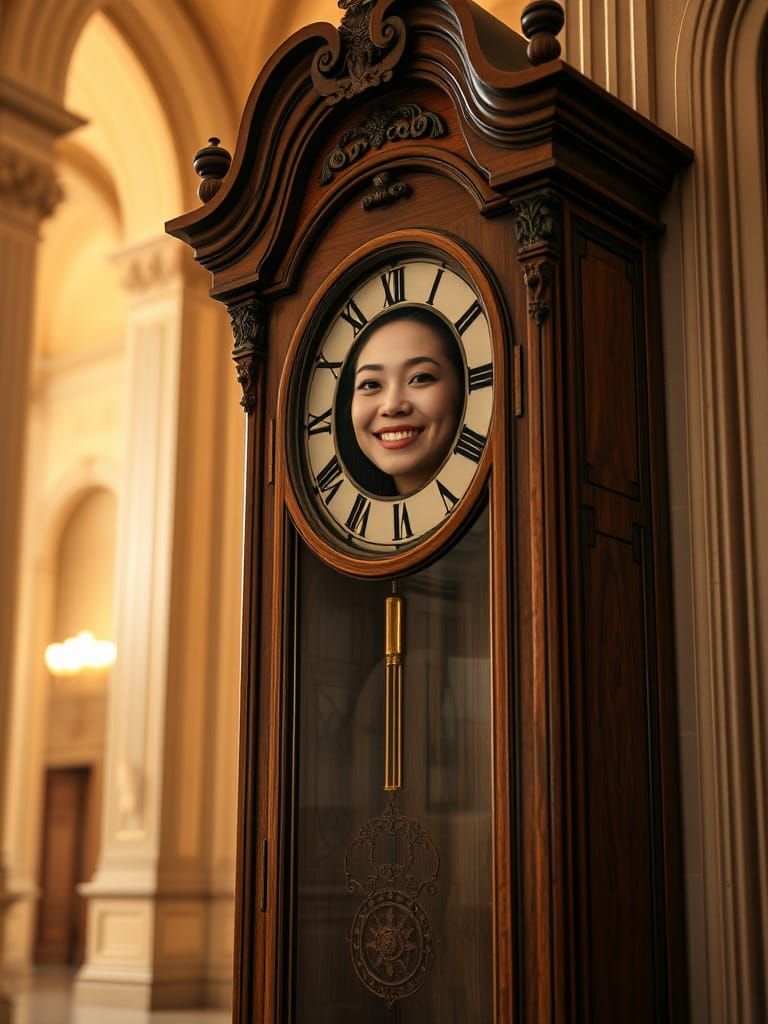 Woman in Grandfather Clock Costume, Retro-Futuristic Style