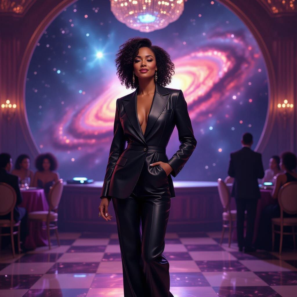 Cosmic Ballroom Dancer in Klimt-Inspired Style