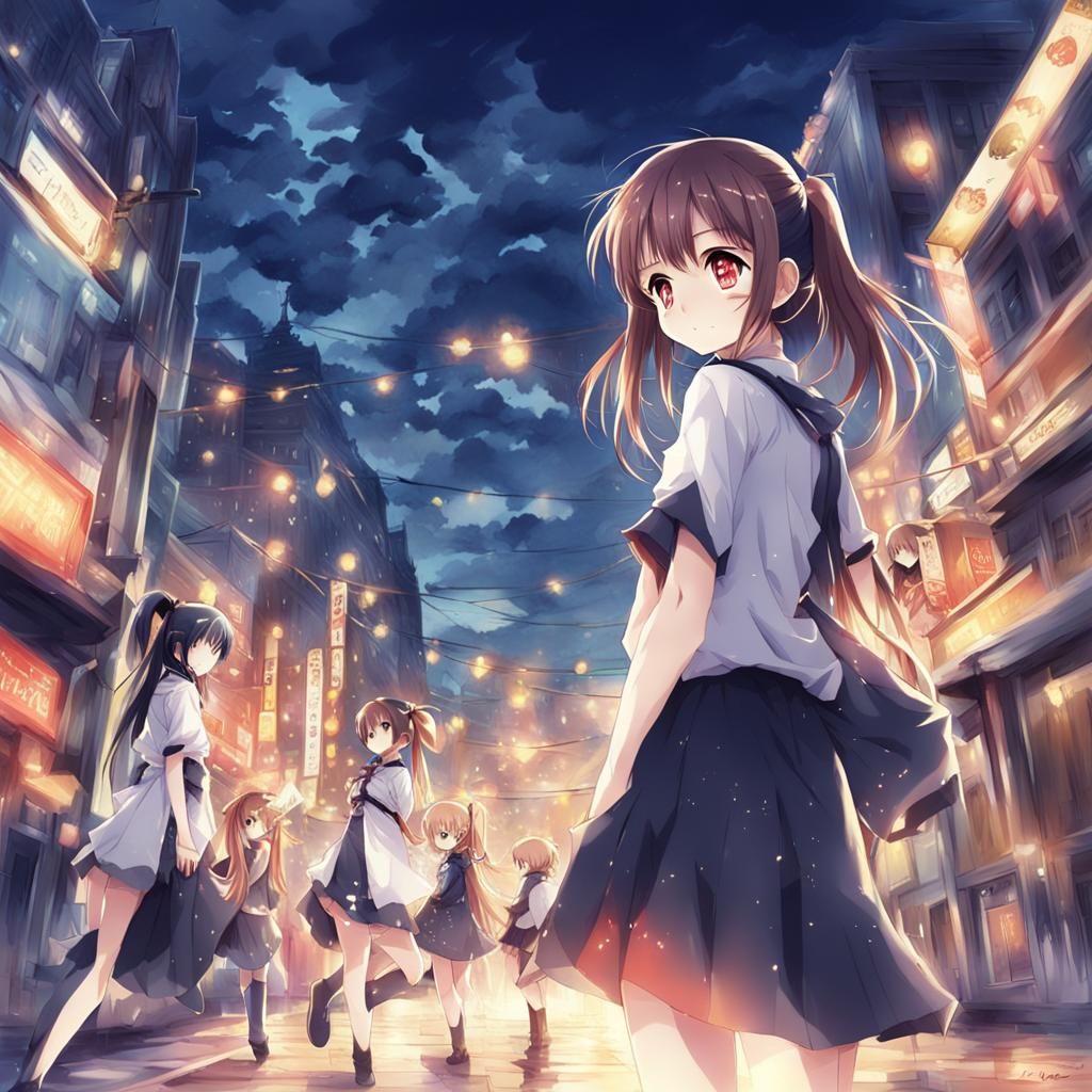 Anime Girls in Japanese Manga Style