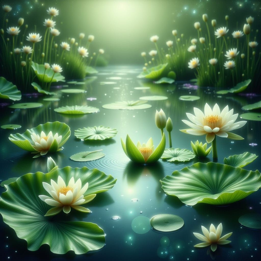 Dreamy Water Lilies in Ethereal Light
