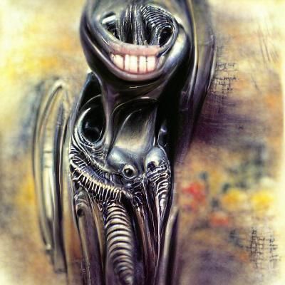 Disturbing Smiling Alien in Biomechanical Style