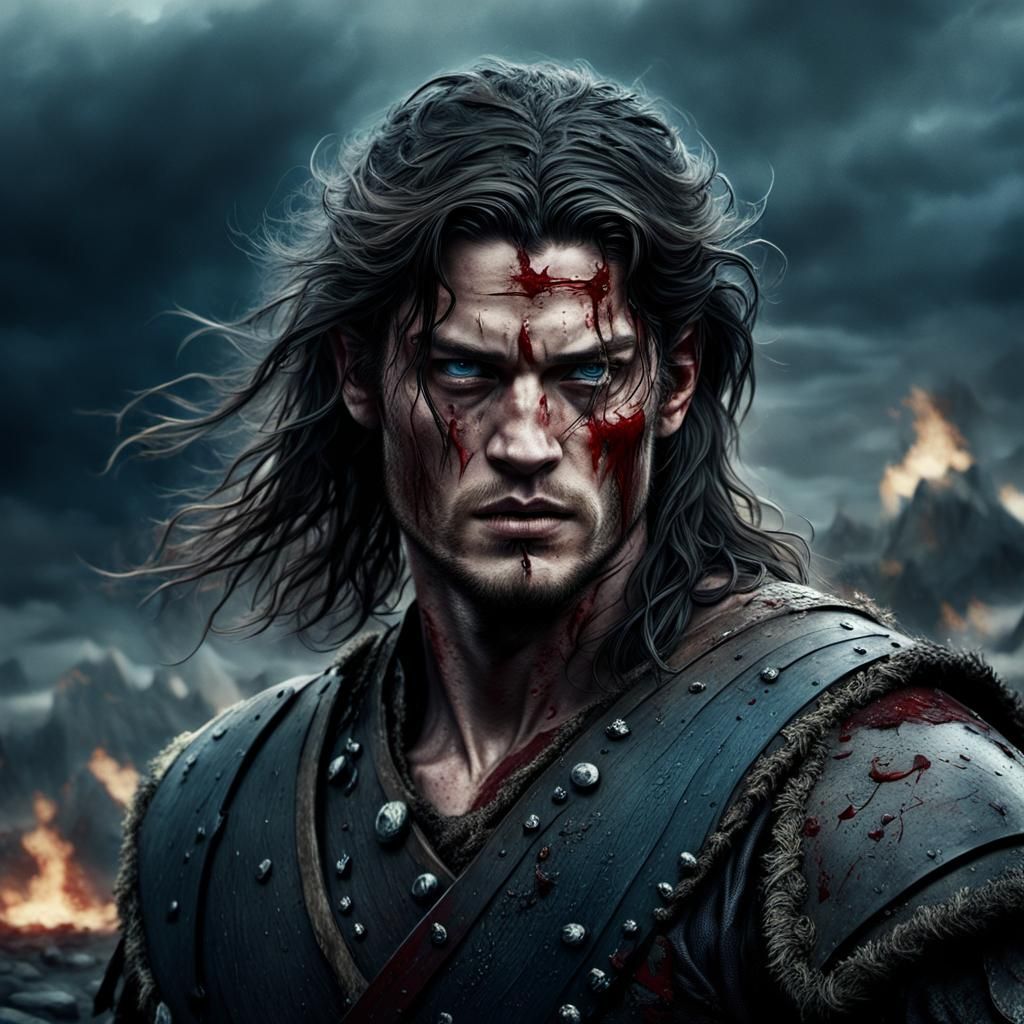 Viking Warrior in Battle with Furious Expression