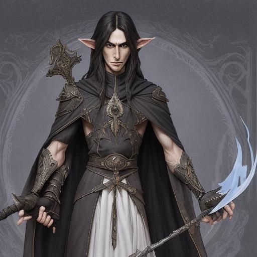 High Elf Sorcerer in Alphonse Mucha Style