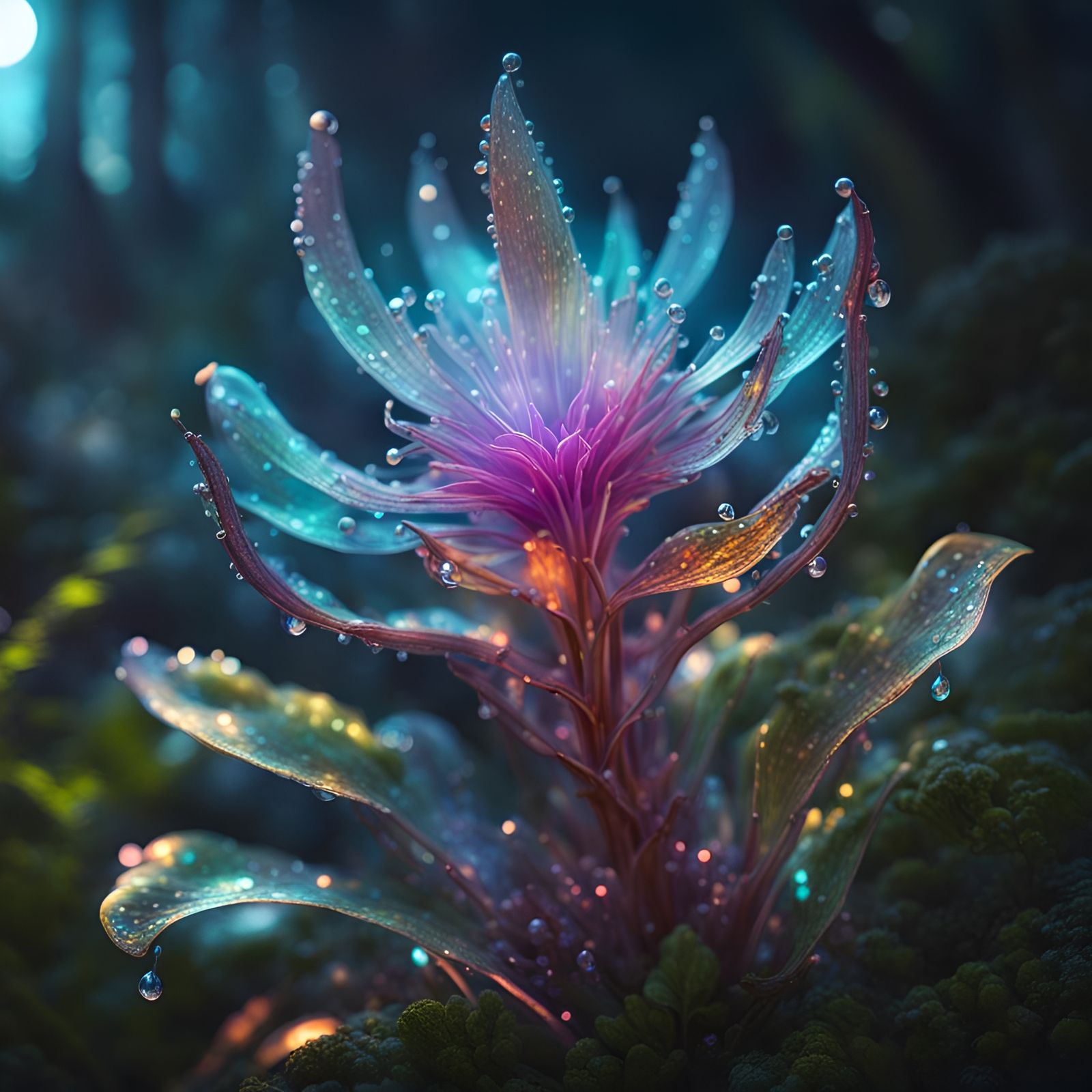 Ethereal Magical Plant Radiating Bioluminescent Glow