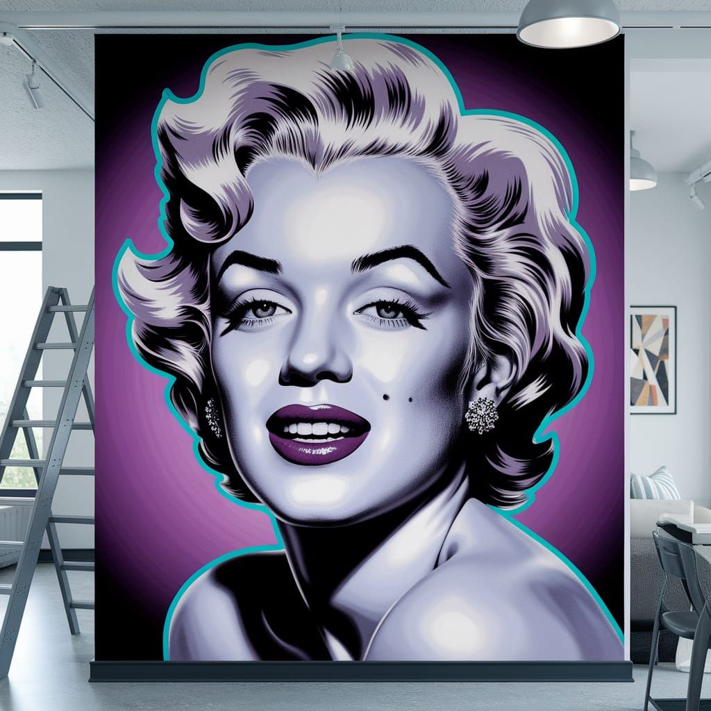 Marilyn Monroe Airbrush Mural in 1950s Style