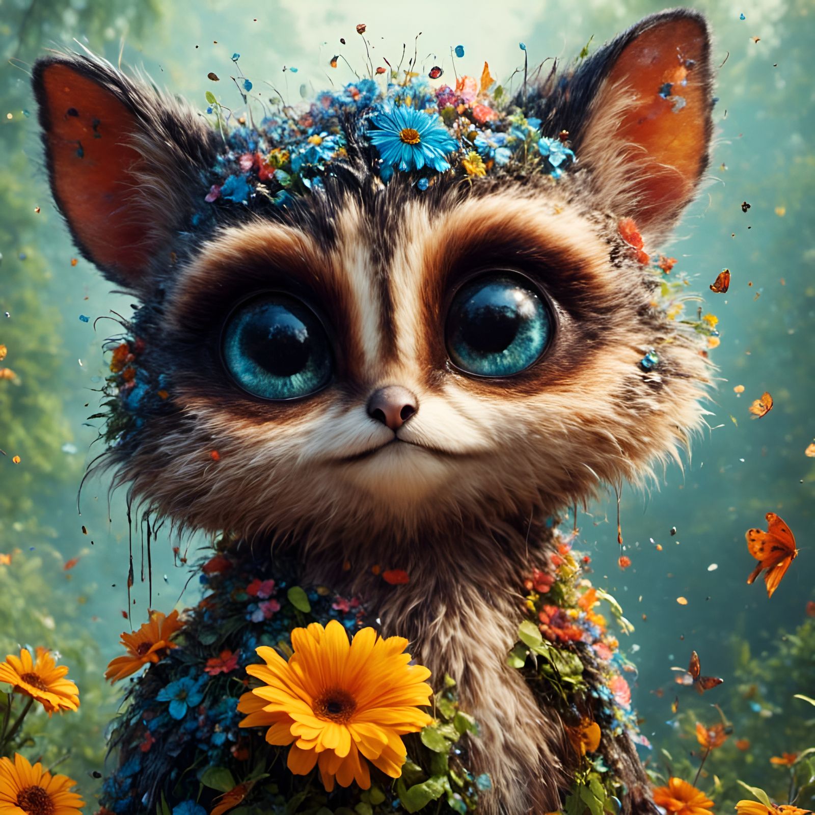 Adorable Animal Portrait with Graffiti Elements