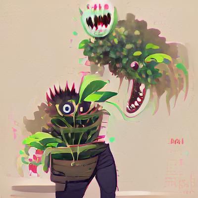 Bioluminescent Plant Monster in Forest