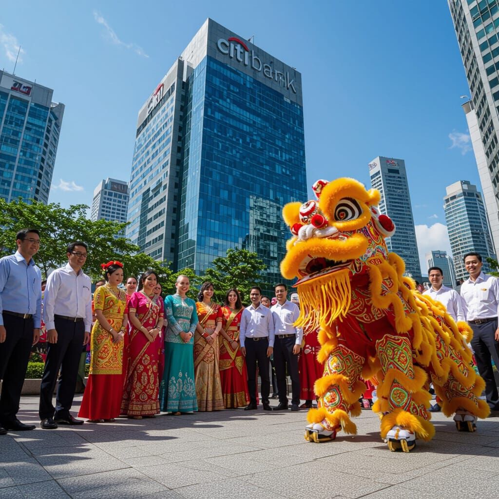 Citibank Employees Enjoy Lion Dance Performance in Kuala Lum...