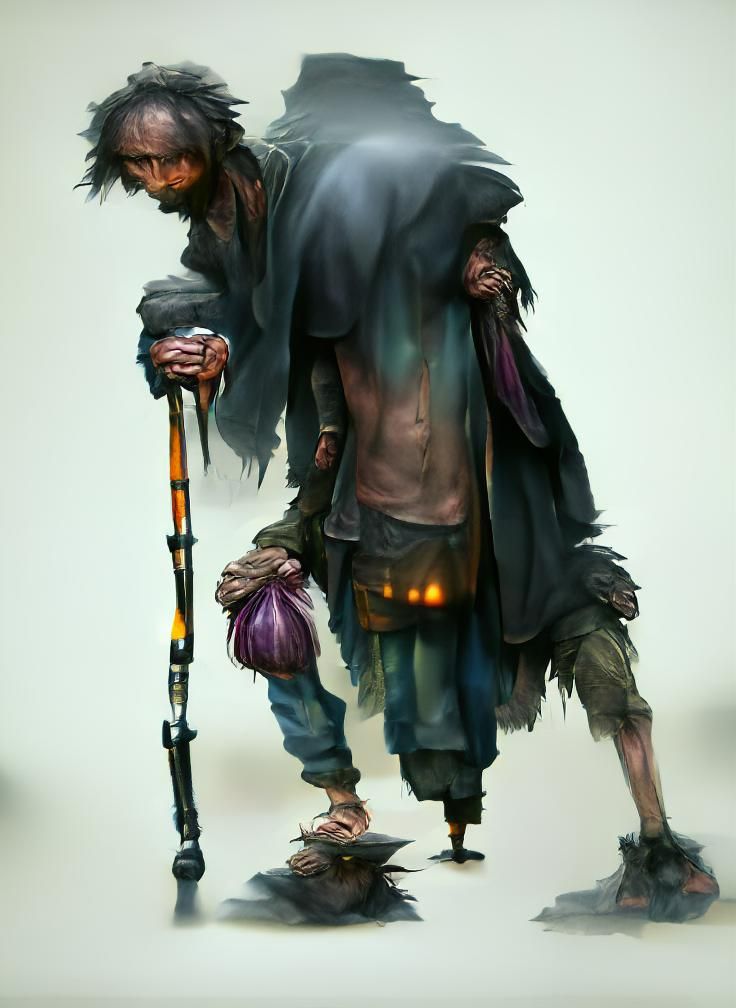 Dark Fantasy Beggar Character Concept Illustration