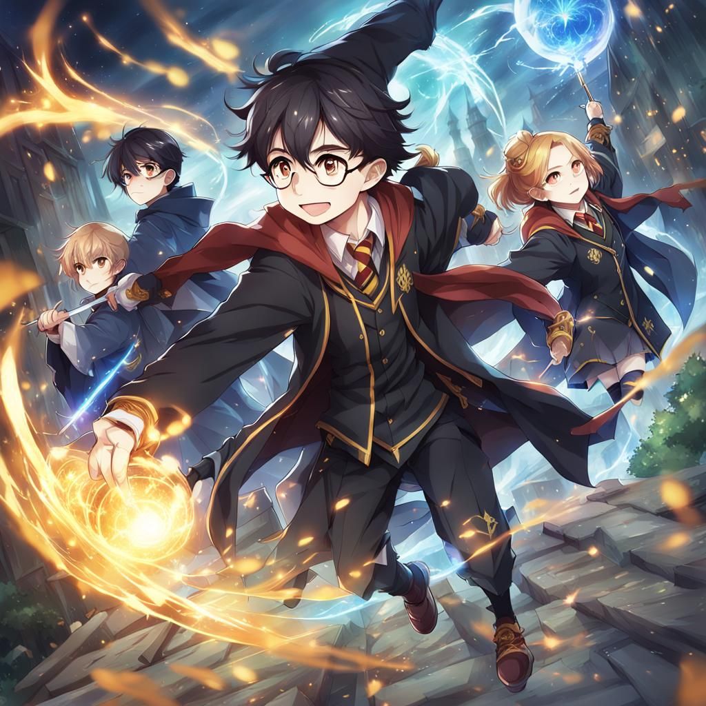 Harry Potter Meets Genshin Impact in Anime Style