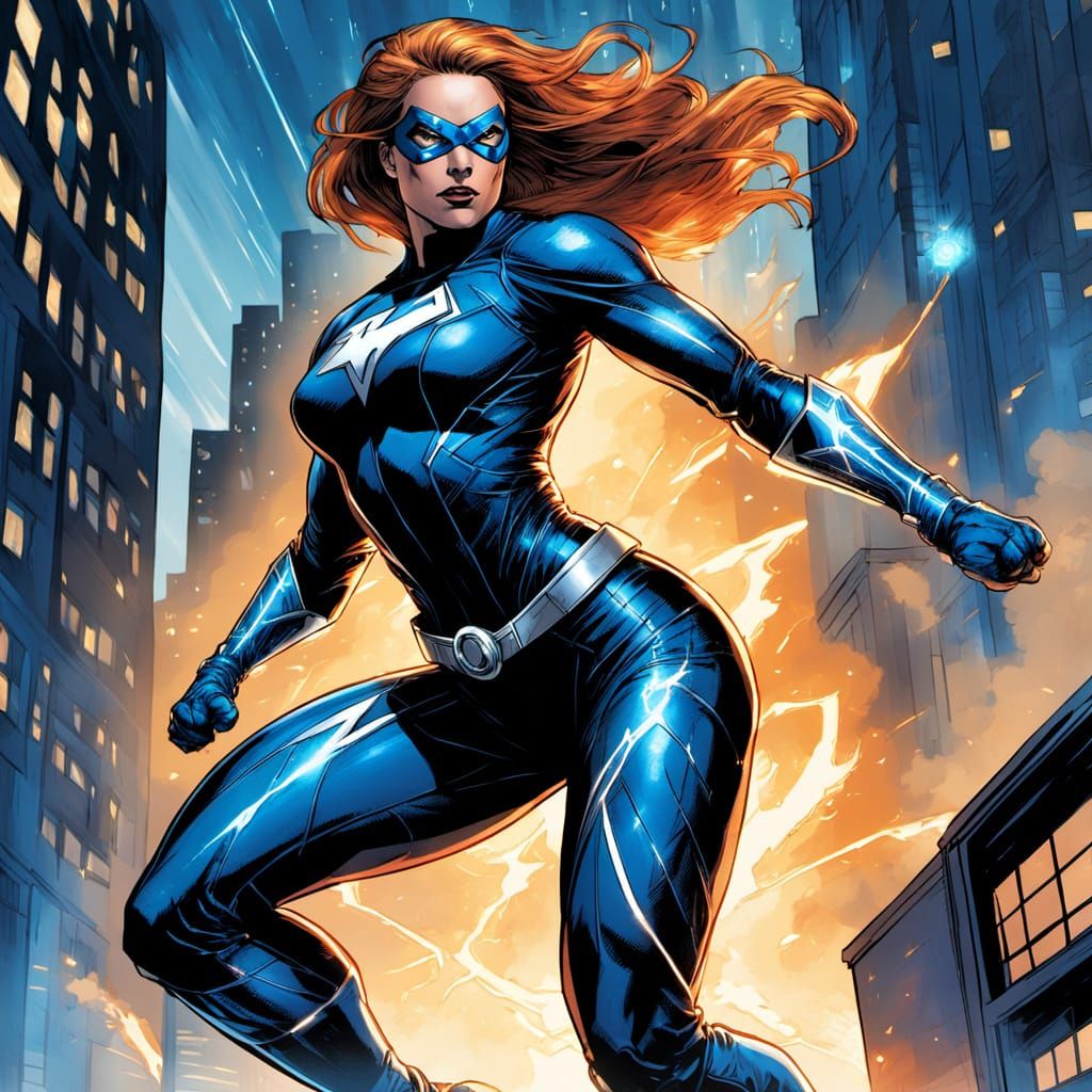 Female Superhero Parkours Between Buildings in DC Comics Sty...