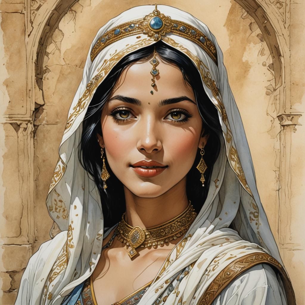 Arabian Princess Portrait in Manara Style