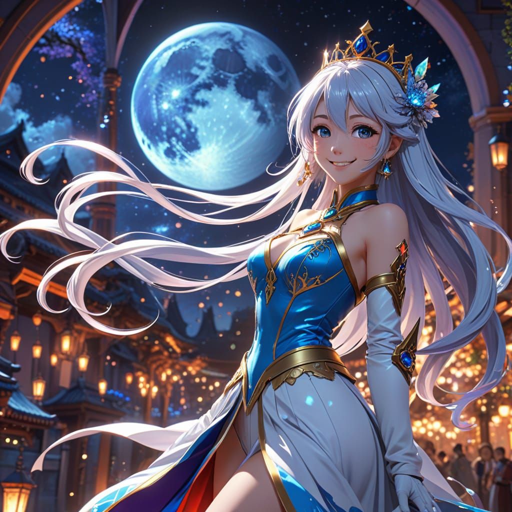 Wonderful Princess in a Vibrant, Shimmering Fantasy Realm