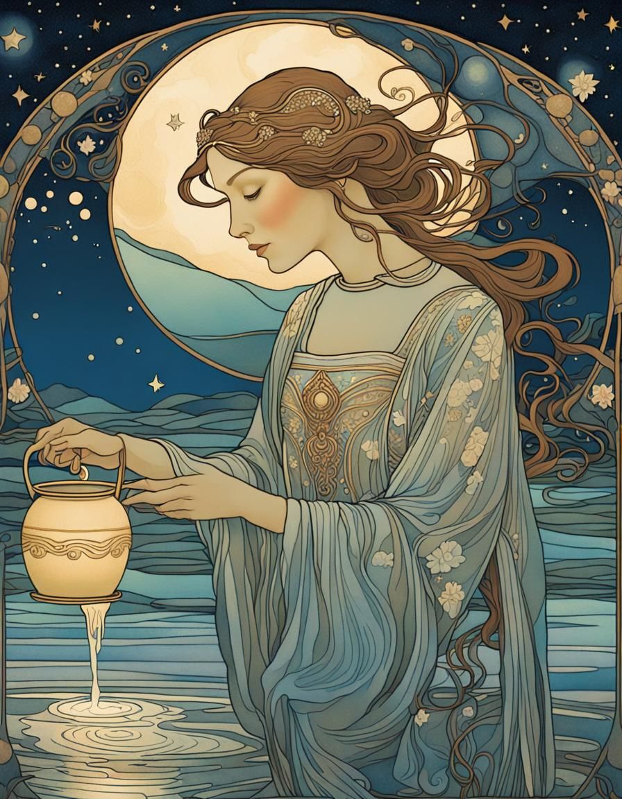 Art Nouveau Woman by Starry Lake