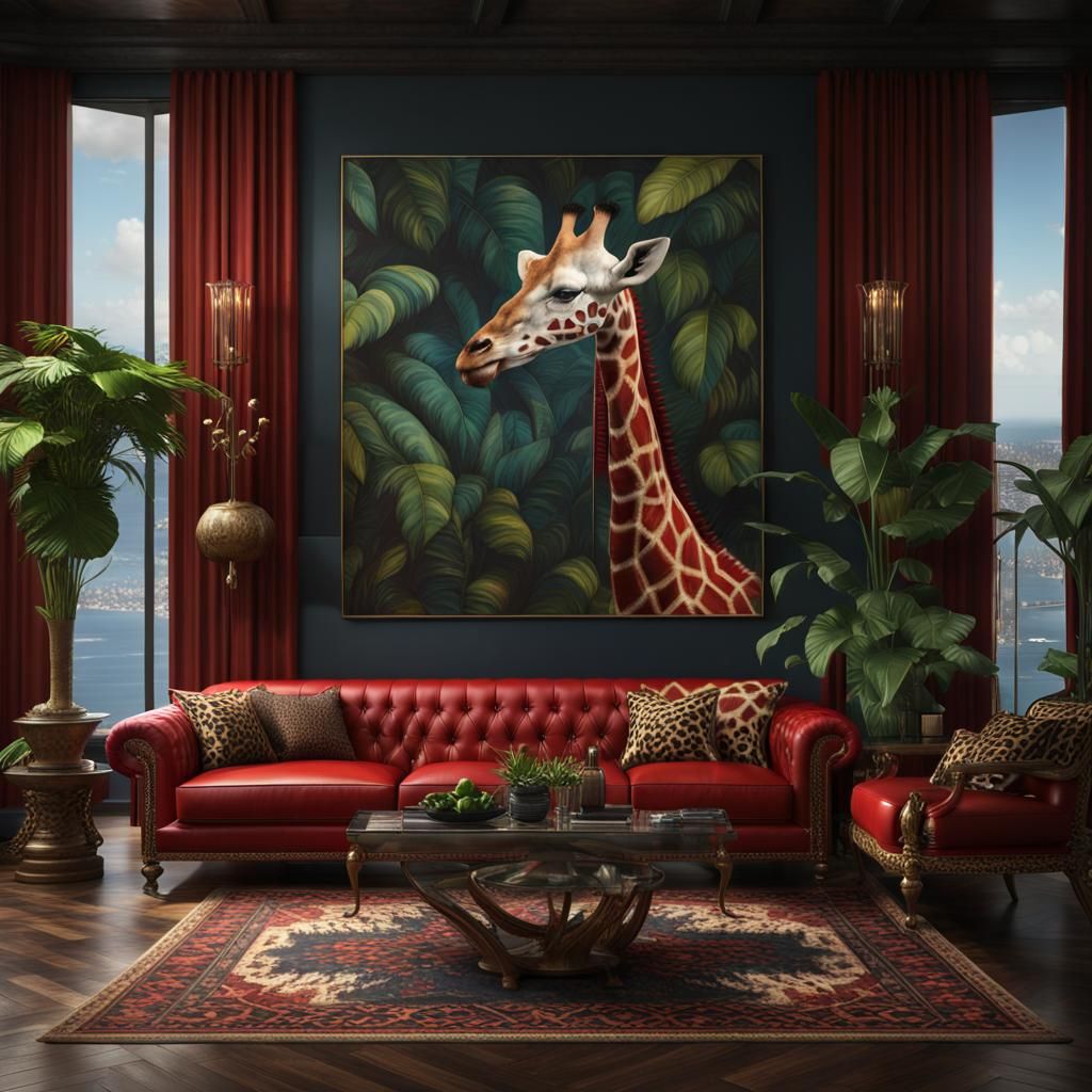 Luxury Living Room with Exotic Decor, Fantasy Art