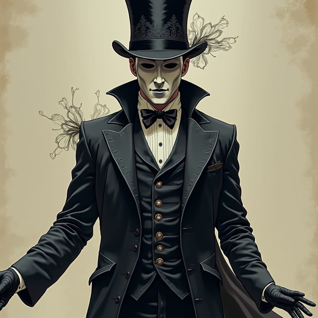 Ethereal Magician in Edwardian Coat: Comic Book Style