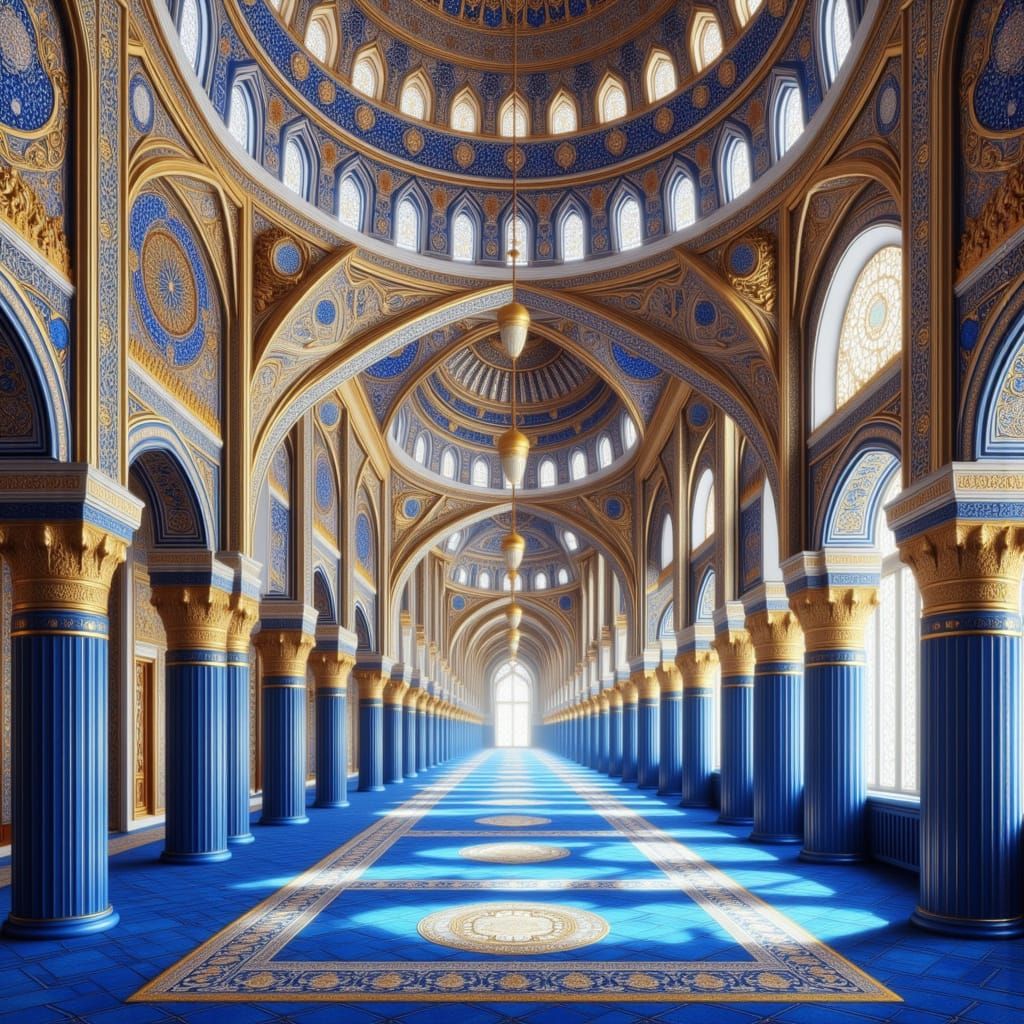 Elegant Lapis Lazuli Mosque Interior